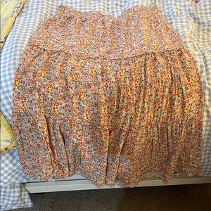 LOFT Multicolor Floral A-Line Skirt